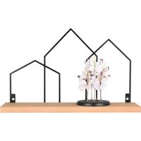 Wandplank - Wandrek - Trion Alena - Inclusief Hanger - Zwart/Eiken - Metaal