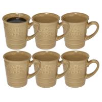 Secret de gourmet Koffiemok - 10x - beige - keramiek - 200 ml - beker - mokken