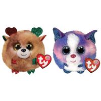 Ty - Knuffel - Teeny Puffies - Cleo Husky & Christmas Reindeer - thumbnail