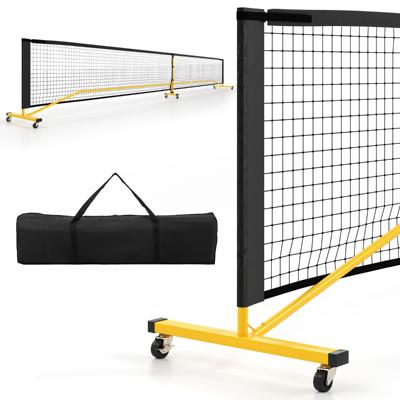 674,5 cm Draagbaar Pickleballnet Sterk PE Outdoor Badmintonnet met 6 Vergrendelbare Wielen Metalen Frame Draagtas voor Binnen/Buiten
