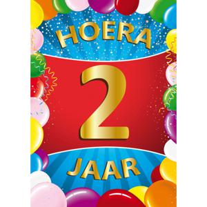 2 jaar verjaardag versiering poster - 59 x 84 cm - leeftijd feestartikelen