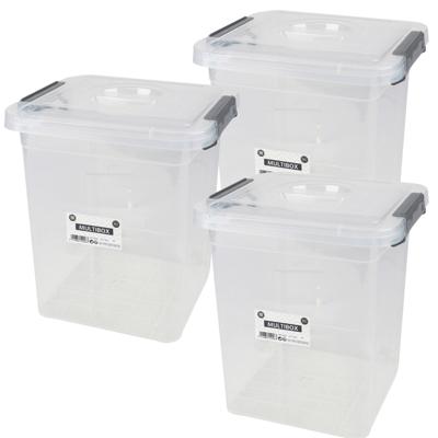 Urban Living Opberg box - 3x - 11 liter - 27 x 25 x 27cm - met deksel en clips - waterdicht