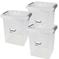 Urban Living Opberg box - 3x - 11 liter - 27 x 25 x 27cm - met deksel en clips - waterdicht