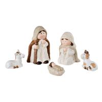 Kerststal beeldjes - 5x st - voor kinderen - 6,4 x 4 x 3,2 cm - kinder/kinderkamer