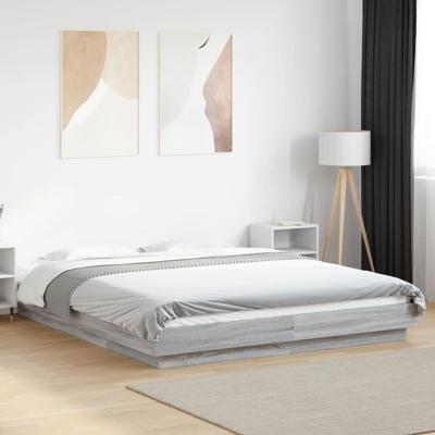 Bedframe met LED-verlichting grijs sonoma eiken 160x200 cm