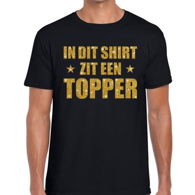 In dit shirt zit een Topper - glitter tekst - t-shirt - zwart - voor heren