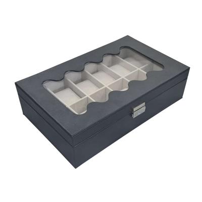 Horlogedoos Versa Zwart Polyurethaan Papier Spiegel Hout MDF 20 x 8,5 x 32,5 cm