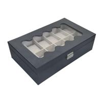 Horlogedoos Versa Zwart Polyurethaan Papier Spiegel Hout MDF 20 x 8,5 x 32,5 cm