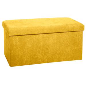 Poef/krukje/hocker Amber - Opvouwbare zit opslag box - fluweel Honinggeel - 76 x 38 x 38 cm