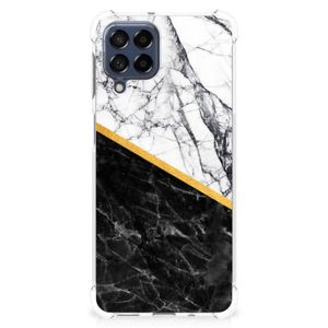 Samsung Galaxy M53 Anti-Shock Hoesje Marmer Wit Zwart - Origineel Cadeau Man