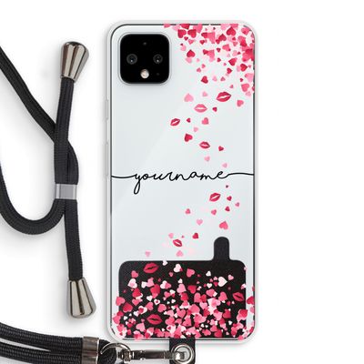 Hartjes en kusjes: Pixel 4 XL Transparant Hoesje met koord