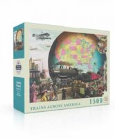 New York Puzzle Company Treinen door Amerika - 1500 stukjes - thumbnail