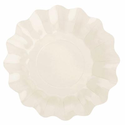 Feestbordjes met schulprand - 8x - ivoor wit - rond - karton - 27cm