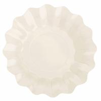 Feestbordjes met schulprand - 8x - ivoor wit - rond - karton - 27cm