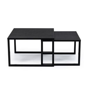 Stalux Salontafel 'Lisa' set van 2 stuks, kleur zwart / zwart eiken