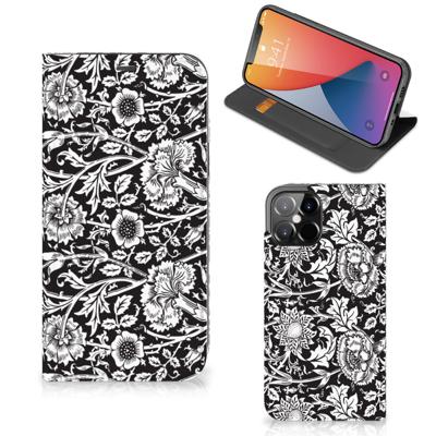 iPhone 12 Pro Max Smart Cover Black Flowers iPhone 12 Pro Max Smart Cover Black Flowers