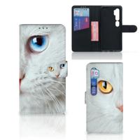 Xiaomi Mi Note 10 Pro | Telefoonhoesje | Met pasjeshouder | Witte Kat