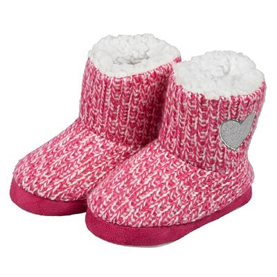 Peuter sloffen/pantoffels met hart - hoog model - roze - maat 27-28