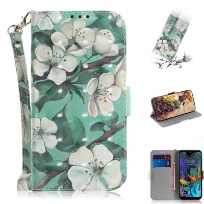3D-schilderij aquarel bloem patroon gekleurde tekening horizontale Flip lederen case voor LG K50 met houder & kaartsleuven & portemonnee
