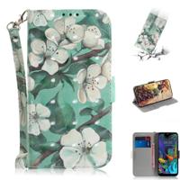 3D-schilderij aquarel bloem patroon gekleurde tekening horizontale Flip lederen case voor LG K50 met houder & kaartsleuven & portemonnee
