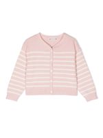 Bonpoint cardigan Demy à rayures - Rose - thumbnail