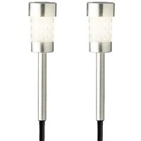 2x Buiten/tuin LED zilveren stekers solar verlichtingen 26 cm - thumbnail