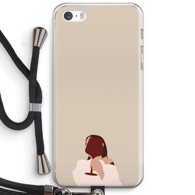 I drink wine: iPhone 5 / 5S / SE Transparant Hoesje met koord