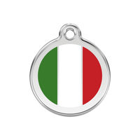 Italian Flag roestvrijstalen hondenpenning medium/gemiddeld dia. 3 cm - RedDingo