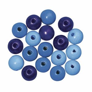 115x Houten kralen blauw 6 mm in verschillende tinten   -