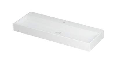 Wastafel United Porselein met 1 kraangat incl. porseleinen click plug en verborgen overloop systeem 120 cm x 45 cm x 11 cm Mat wit 0206102