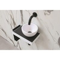 Ink Jazz XS toiletmeubel frame glans wit plateau quartz zwart waskom rechts polystone 20cm glans wit
