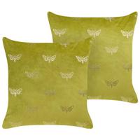 Beliani - YUZURI - Sierkussen set van 2 - Groen - 45 x 45 cm - Fluweel