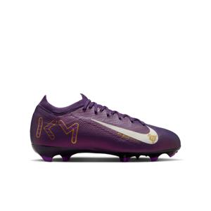 Nike Zoom Mercurial Vapor 16 Mbappé Pro Gras Voetbalschoenen (FG) Kids Paars Goud Wit