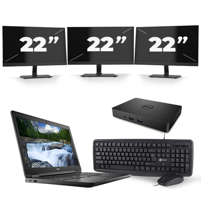 Dell Latitude 5590 - Intel Core i5-8e Generatie - 15 inch - 16GB RAM - 256GB SSD - Windows 11 + 3x 22 inch Monitor
