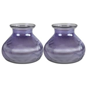 2x Stuks Bloemenvaas - paars/transparant glas - H12 x D15 cm