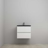 On-Line Onderkast - 60 cm - Voorgemonteerd - Ladestructuur - Acryl Wastafel - 1 Kraangat - Hoogglans Wit