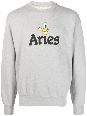Aries sweat en coton à logo imprimé - Gris
