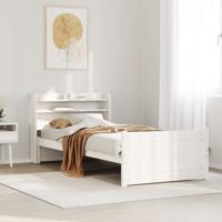 Bedframe met hoofdeinde zonder matras 100x200 cm wit