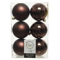 6x Kunststof kerstballen glanzend/mat donkerbruin 8 cm kerstboom versiering/decoratie - Kerstbal