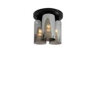 QAZQA Art Deco plafondlamp zwart met smoke glas 3-lichts - Laura