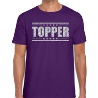 Topper t-shirt paars met zilveren glitters heren - thumbnail