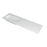 INK Faktor Wastafel Polystone Links met 1 Kraangat - 1600x450x15 mm - Glans Wit