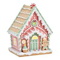 LED-lichthuisje peperkoek van poly, kleurig (B/H/D) 19x24x15 cm (excl. 2x AAA)