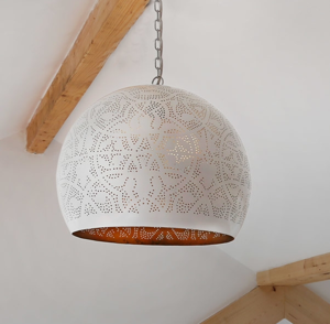 Hanglamp wit goud 'Will' Oosterse hanglamp filigrain stijl open wit/goud 400mm