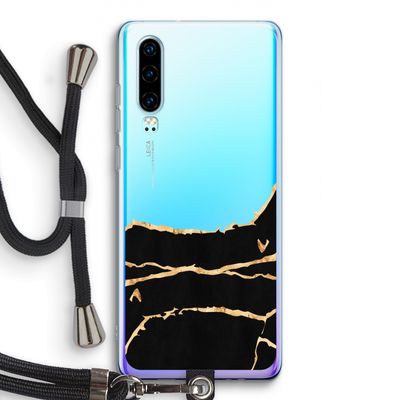 Gouden marmer: Huawei P30 Transparant Hoesje met koord