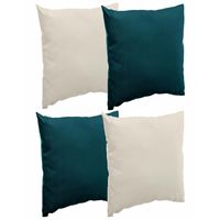 Bank/sier/tuin kussens voor binnen/buiten set 4x stuks beige/emerald groen 40 x 40 cm