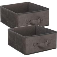 Set van 2x stuks opbergmand/kastmand 14 liter donkergrijs polyester 31 x 31 x 15 cm