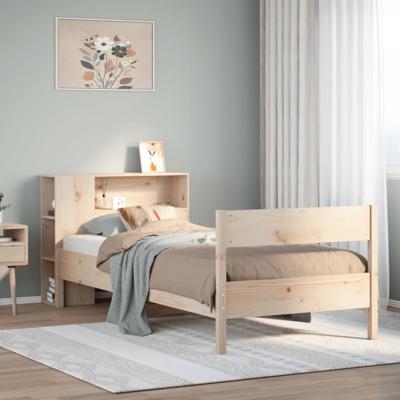 Bed met boekenkast zonder matras massief grenenhout 90x190 cm