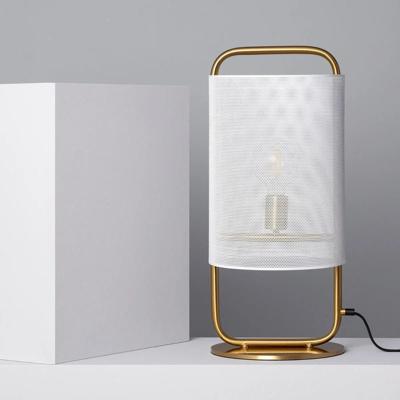Tafellamp wit goud &apos;Andra&apos; gaas E27 fitting 57 cm