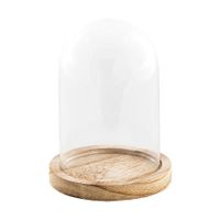 Chaks Decoratie stolp - glas - houten plateau - D14 x H21 cm   -